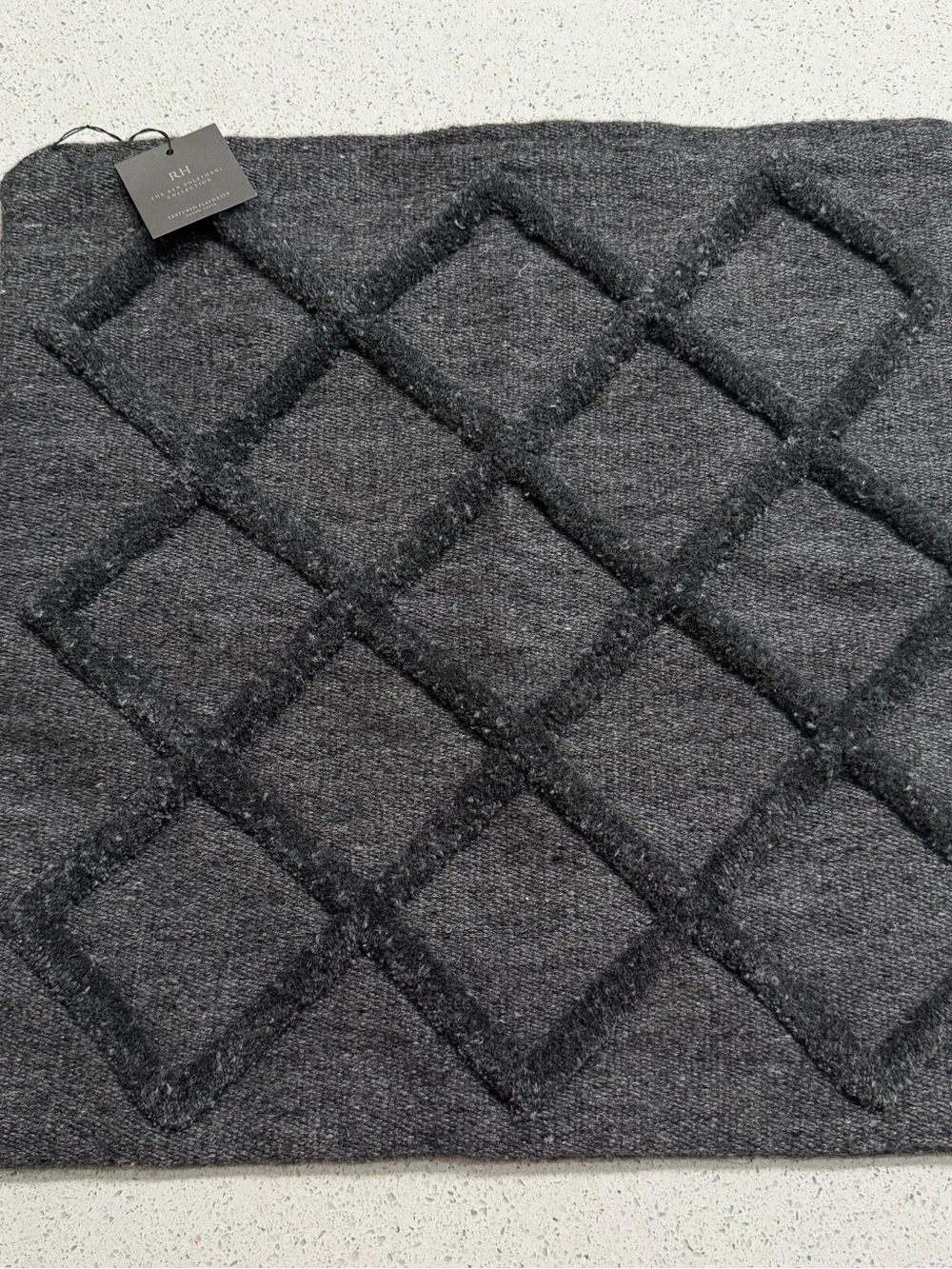 Restoration Hardware Charcoal Quilted Diamond Accent Pillow Cover 22x22